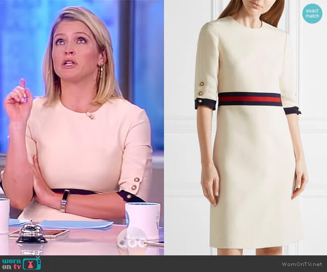 Grosgrain-trimmed wool and silk-blend mini dress by Gucci worn by Sara Haines on The View