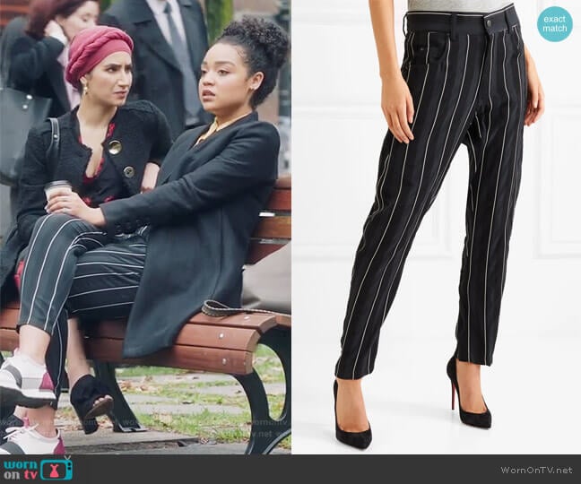 Striped cotton-twill tapered pants by Haider Ackermann worn by Kat Edison (Aisha Dee) on The Bold Type