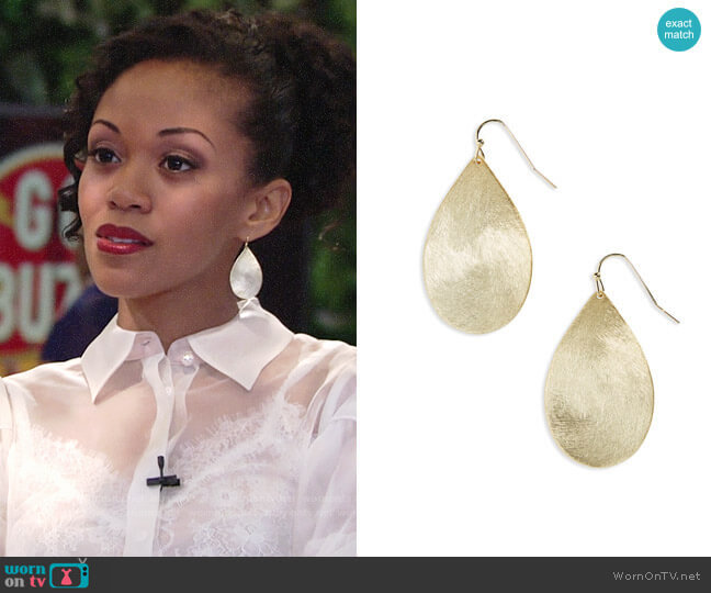 Halogen Large Brushed Teardrop Earrings worn by Hilary Curtis (Mishael Morgan) on The Young and the Restless