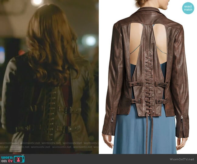 Blondie Open Lace-Back Leather Jacket by Haute Hippie worn by Hope Mikaelson (Danielle Rose Russell) on The Originals