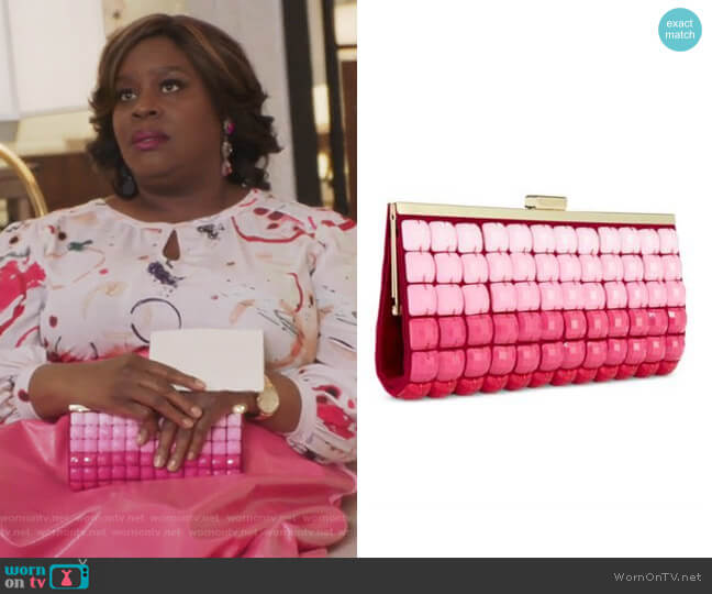 Pink Ombre Tile Clutch Purse by INC International Concepts worn by Barbara (Retta) on Girlfriends Guide to Divorce