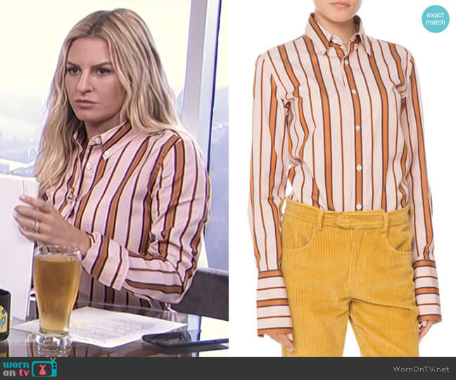 Uliana Button-Front Long-Sleeve Striped Blouse by Isabel Marant worn by Morgan Stewart on E! News