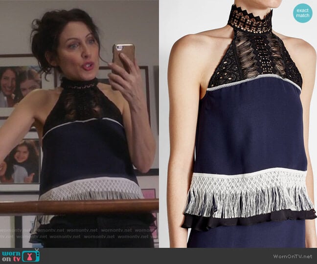 Silk Top with Fringing by Jonathan Simkhai worn by Abby McCarthy (Lisa Edelstein) on Girlfriends Guide to Divorce