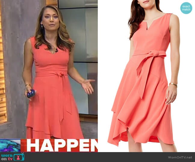 Crossover-Hem Midi Dress by Karen Millen worn by Ginger Zee on Good Morning America