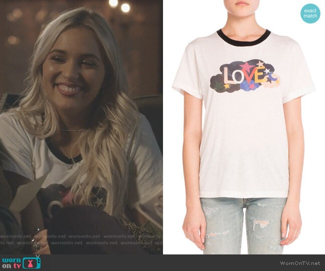 Love T-shirt by Saint Laurent worn by Maddie Jaymes (Lennon Stella) on Nashville