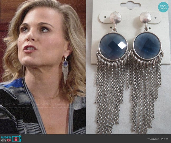 Lucky Brand Reversible Fringe Earrings worn by Phyllis Newman (Gina Tognoni) on The Young and the Restless