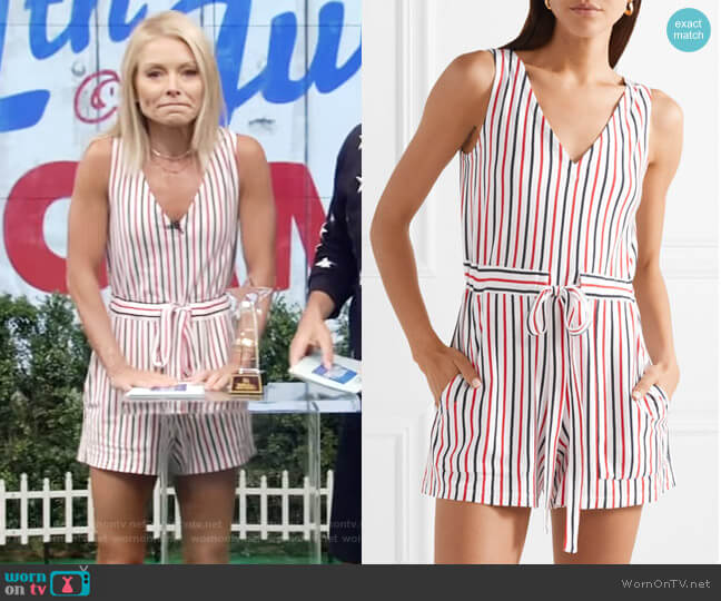 Amanda striped cotton-jersey playsuit by MDS Stripes worn by Kelly Ripa on Live with Kelly and Mark