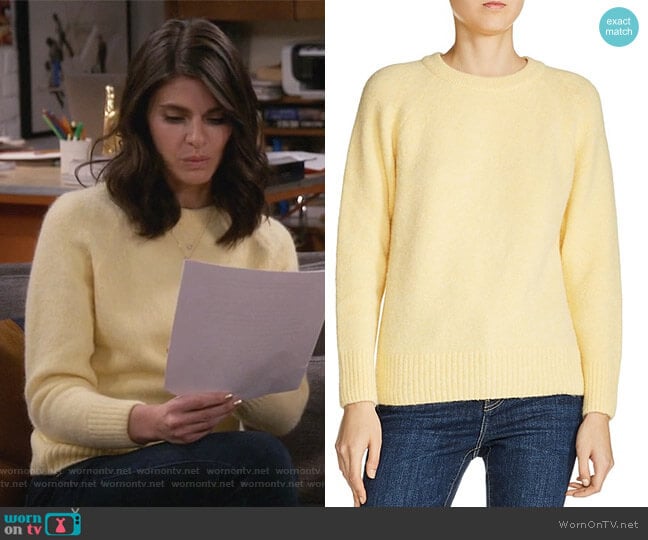 Marla Ribbed-Trim Raglan-Sleeve Sweater by Maje worn by Leslie Curry (Lindsey Kraft) on Living Biblically