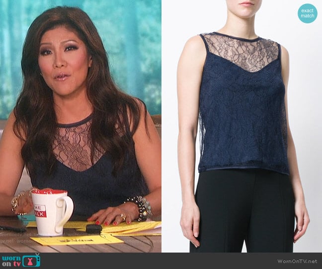 Chantilly lace top by Max Mara worn by Julie Chen on The Talk