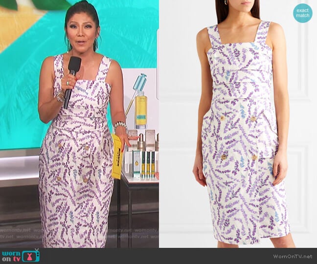 Floral-print cotton dress by Max Mara worn by Julie Chen on The Talk