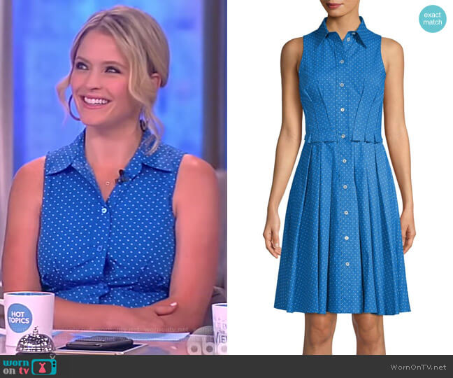Sleeveless Pleated Polka-Dot Shirt Dress by Michael Kors worn by Sara Haines  on The View