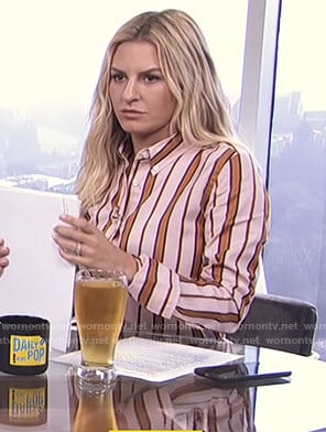 Morgan’s pink and orange striped shirt on E! News Daily Pop