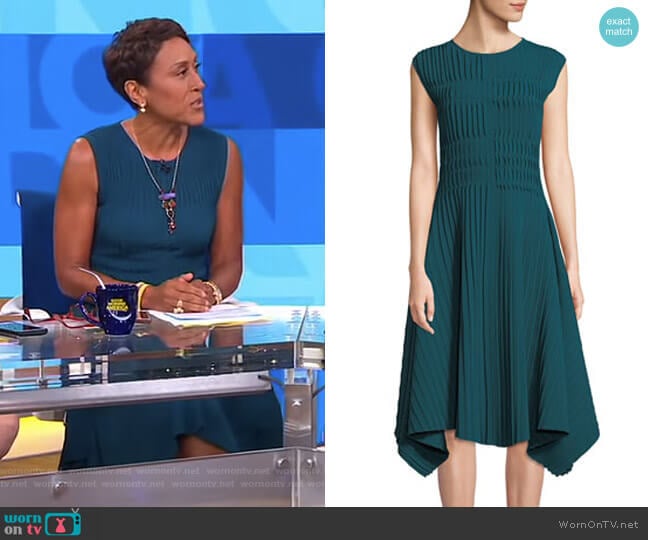 WornOnTV: Robin’s green ribbed dress on Good Morning America | Robin ...