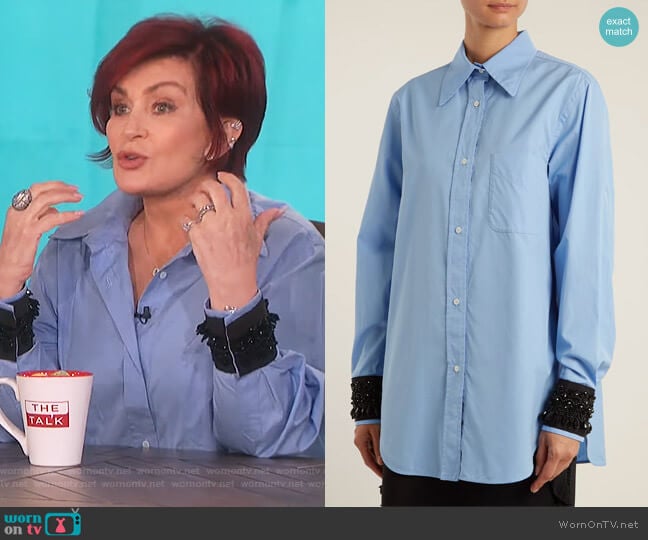 Embellished-cuff cotton shirt by No. 21 worn by Sharon Osbourne on The Talk