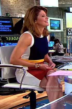 Norah’s colorblock sleeveless dress on CBS This Morning