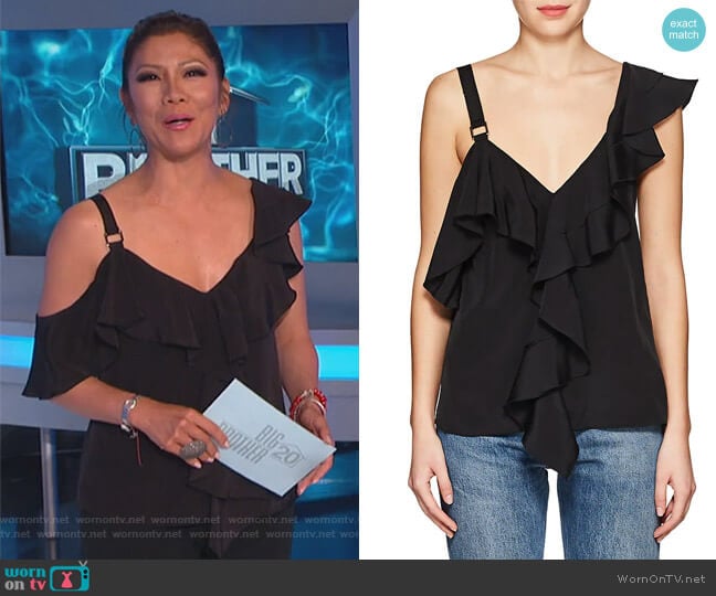 Ruffle-trimmed silk crepe de Chine top by Proenza Schouler worn by Julie Chen on Big Brother