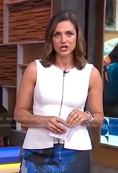 Paula's white zip front peplum top on Good Morning America