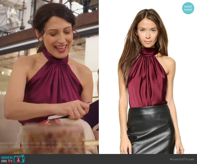 Paige Neck Tie Top by Ramy Brook worn by Abby McCarthy (Lisa Edelstein) on Girlfriends Guide to Divorce