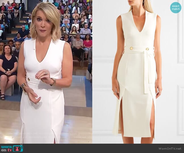 Beltrán belted cutout crepe midi dress by Rebecca Vallance worn by Megyn Kelly on Today