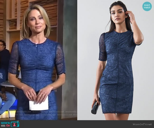 Willo Lace Bodycon Dress by Reiss worn by Amy Robach on Good Morning America