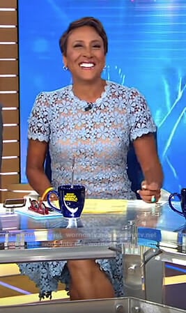 Robin’s blue floral lace dress on Good Morning America