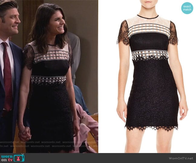 Black & White Lace Dress by Sandro worn by Leslie Curry (Lindsey Kraft) on Living Biblically