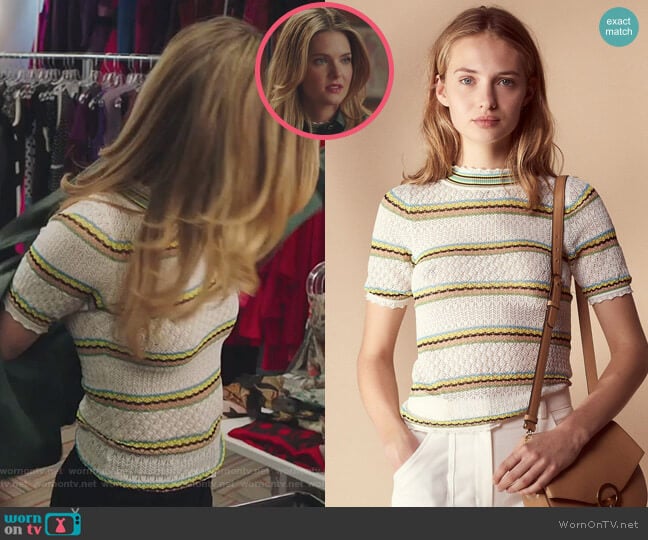 Fancy Knit Cotton Blend Sweater by Sandro worn by Sutton (Meghann Fahy) on The Bold Type