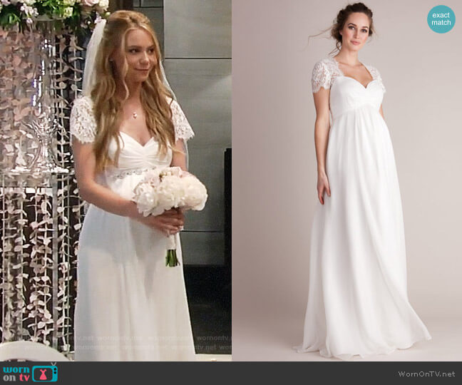 Seraphine Ivory Silk & Lace Maternity Wedding Gown worn by Nelle Benson (Chloe Lanier) on General Hospital