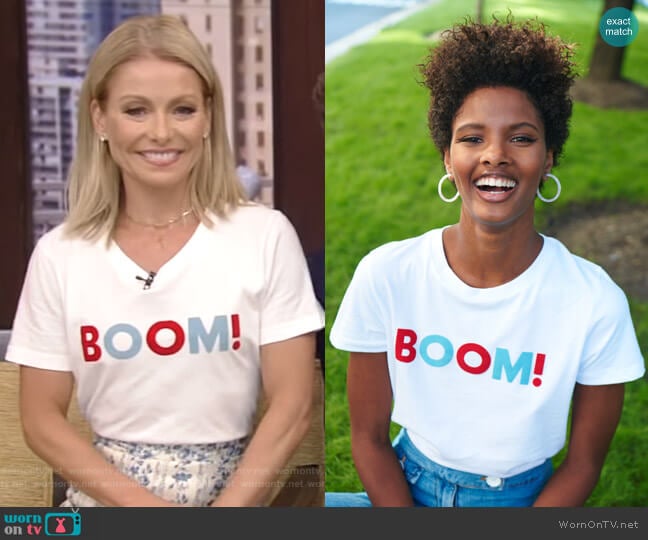 The Boom Tee by Sold Out worn by Kelly Ripa on Live with Kelly and Mark