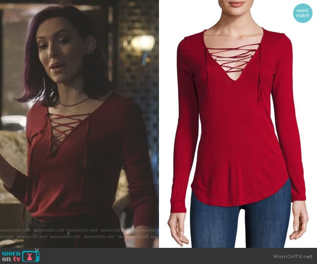 Long Sleeve Lace-Up Top by Splendid worn by Alannah (Rainee Blake) on Nashville