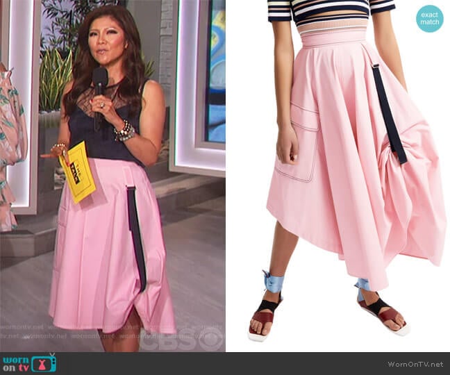 Transforming Satin Maxi Skirt by Sportmax worn by Julie Chen on The Talk