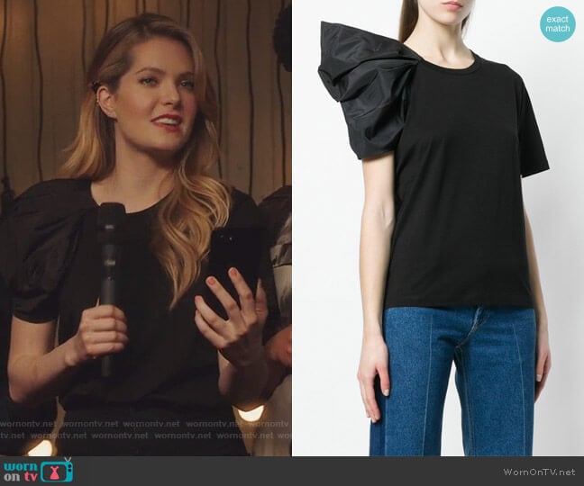 Asymmetric Sleeve T-shirt by Stella McCartney worn by Sutton (Meghann Fahy) on The Bold Type