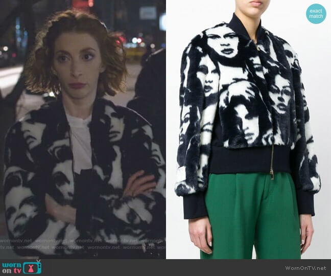 Cropped Face Print Jacket by Stella McCartney worn by Lauren (Molly Bernard) on Younger