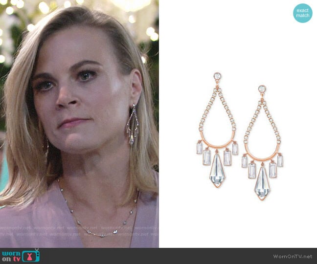 Swarovski Rose Gold-Tone Crystal Chandelier Earrings  worn by Phyllis Newman (Gina Tognoni) on The Young and the Restless