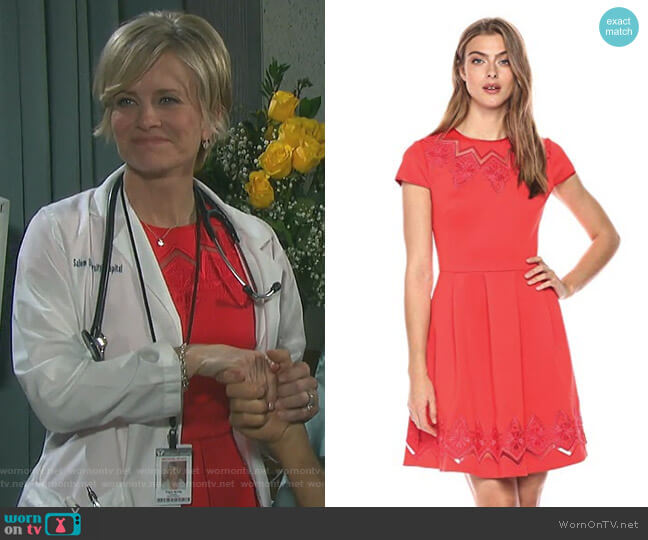 Cheskka Lace and Mesh Skater Dress by Ted Baker worn by Kayla Brady (Mary Beth Evans) on Days of our Lives