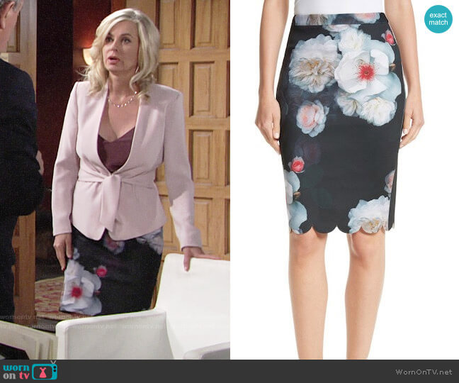 Ted Baker Laylie Chelsea Print Pencil Skirt worn by Ashley Abbott (Eileen Davidson) on The Young and the Restless