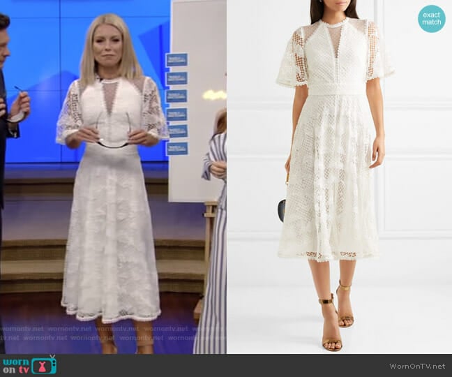 Haze Guipure Lace and Tulle Midi Dress by Temperley  worn by Kelly Ripa on Live with Kelly and Mark