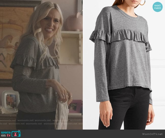 The Ruffle Stretch-Jersey Top by The Great worn by Maddie Jaymes (Lennon Stella) on Nashville