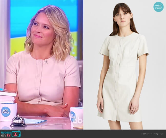 Leather Easy Snap Shift Dress by Theory worn by Sara Haines on The View