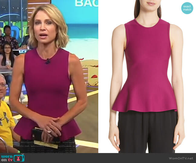 Lustrate Classic Peplum Top by Theory worn by Amy Robach on Good Morning America