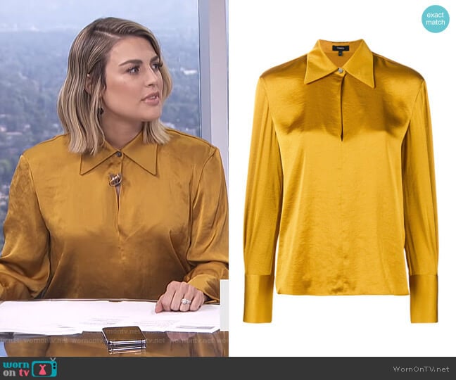 Spread Collar Blouse by Theory worn by Carissa Loethen Culiner on E! News