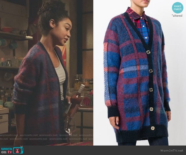 Tommy x Gigi Checked Cardigan by Tommy Hilfiger worn by Kat Edison (Aisha Dee) on The Bold Type