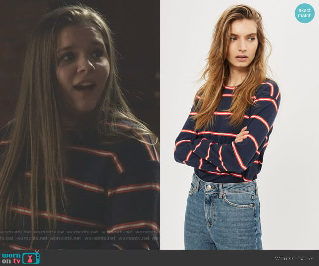 Colour Striped Long Sleeve Crew Neck T-Shirt by Topshop worn by Daphne Conrad (Maisy Stella) on Nashville