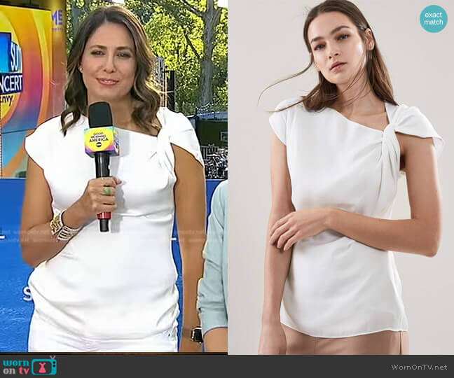 Trinny Twist Sleeve Detail Top by Reiss worn by Cecilia Vega on Good Morning America