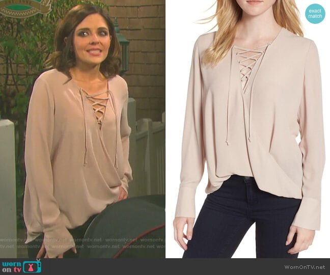 Lace-Up Top by Trouve worn by Theresa Donovan (Jen Lilley) on Days of our Lives