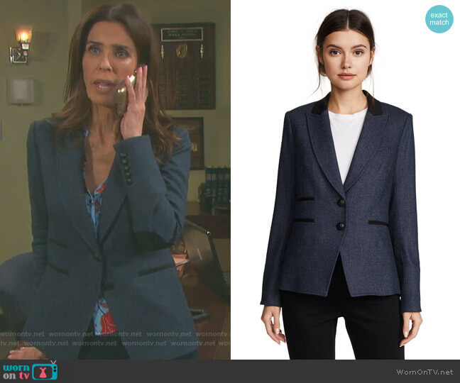 WornOnTV: Hope’s blue floral shirt and herringbone blazer on Days of ...