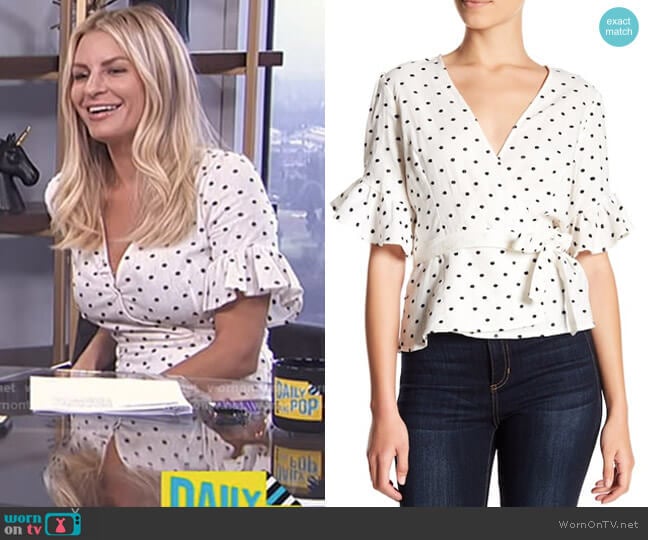 Kaitlyn Ruffle Sleeve Blouse by Wayf worn by Morgan Stewart on E! News