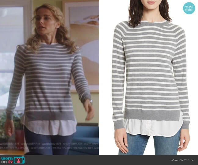 Zaan Hem Inset Stripe Sweater by Joie worn by Lizzie Needham (Bojana Novakovic) on Instinct