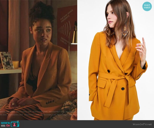 Long Belted Jacket by Zara  worn by Kat Edison (Aisha Dee) on The Bold Type