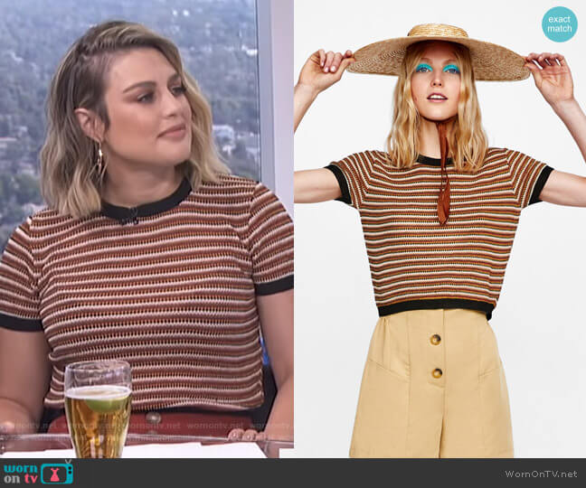 Multicolored Striped Jersey by Zara worn by Carissa Loethen Culiner on E! News